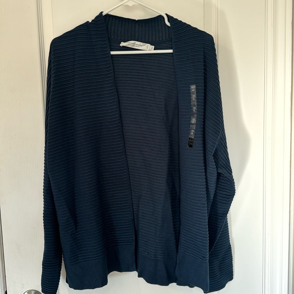 Contemporaine Women’s XL Exclusive to Simons dark blue Open Front Cardigan New